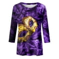 thumbnail image 4 of YDLCAFD T-Shirt Femme Imprimé Manches 3/4 Tunique Col Rond Blouse T-Shirt, 4 of 5