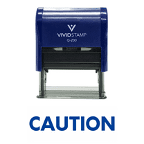 Vivid Stamp Caution Self Inking Rubber Stamp (Blue Ink) - Medium