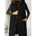 thumbnail image 3 of Women's Hooded Quilted Puffer Vest - Long Sleeveless Winter Jacket with Button Front & Pockets, 3 of 7