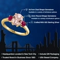 thumbnail image 2 of Gem Stone King 18K Yellow Gold Plated Silver Peach Nano Morganite and Red Created Ruby Engagement Ring for Women | 2.50 Cttw | Oval 9X7MM | Gemstone October Birthstone | Size 5, 2 of 6