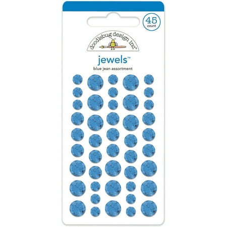 UPC: 0842715035096 | Doodlebug Adhesive Jewels 6mm 8mm & 10mm 45/Pkg-Blue Jean
