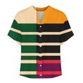 thumbnail image 4 of Zwiiyzr Women's T-Shirt V-Neck Short Sleeve Stripe Summer Button Loose Blouse E-Orange (L), 4 of 5