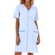 thumbnail image 3 of WILLBEST Vestidos Para Mujer Bata De Laboratorio Blanca De Manga Corta Suelta De Color Liso Para Mujer, 3 of 3