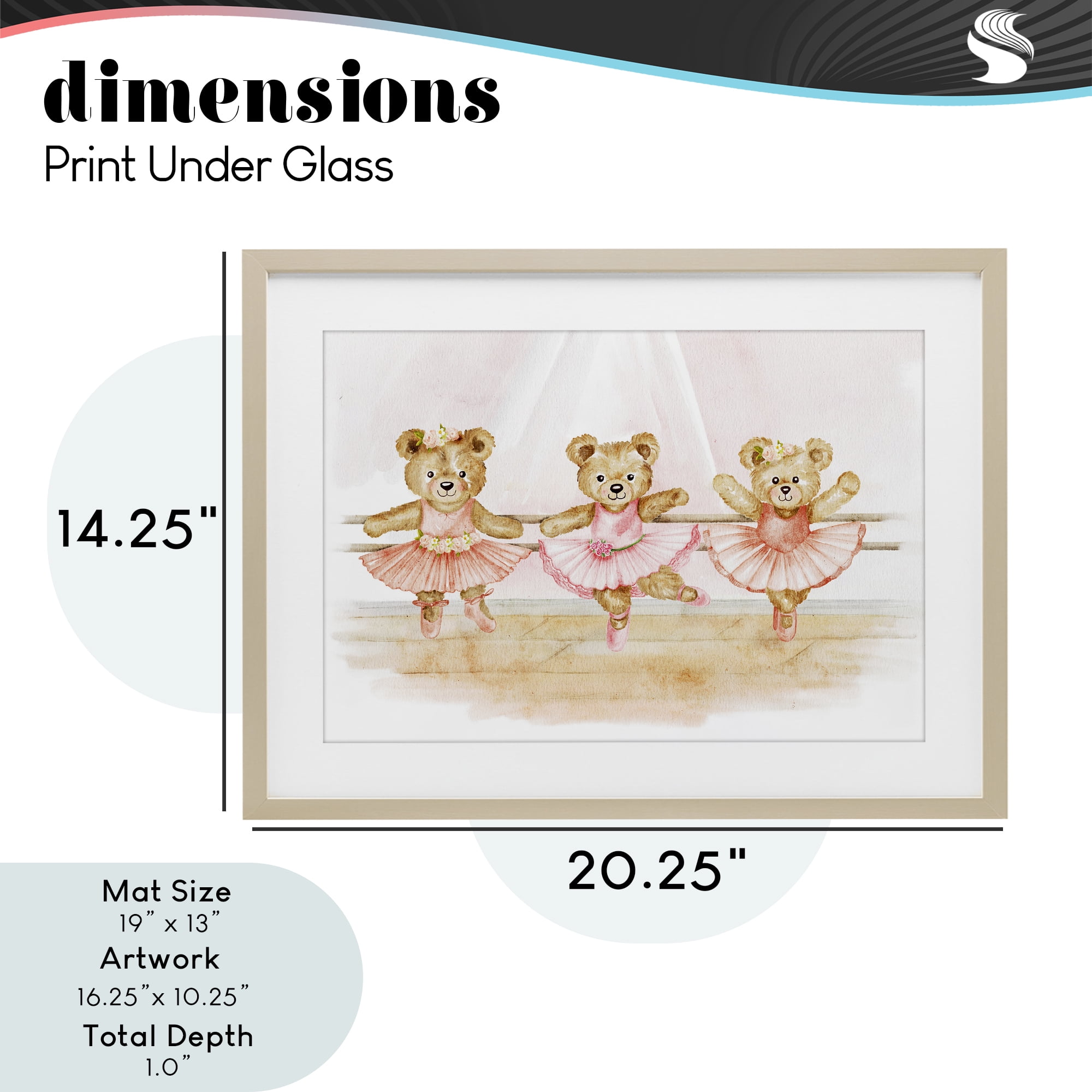 Ballet Teddies Triplet Birch Framed Print Under Glass, design by Amy Hall