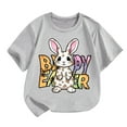 thumbnail image 2 of Child Girls Tshirt Spring Summer Casual Short Sleeved T Shirt Easter Cartoon Bunny Letter Printed Round Neck Comfortable Children's Wear Soft Comfortable Tshirts Top Likable Wear, 2 of 4