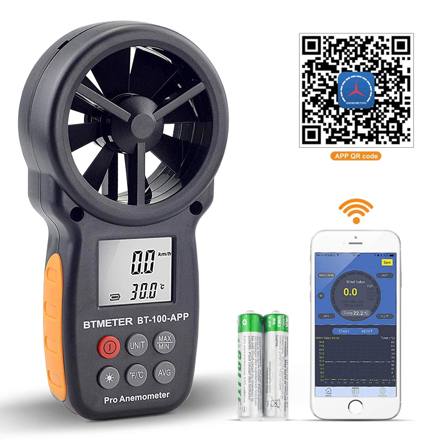 XUANYI Handy Digital Wind Meter Wireless Bluetooth Wind Meter Wind