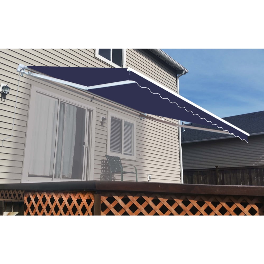 Ul Li Aleko Easy To Use Motorized Retractable Awning Is Perfect For A Patio Or Entertainment Area Li Li Motor Opens Your Awning Easily In Less Than A Minute Also Includes Hand Crank For Manual Operation Li Li Aleko Awnings