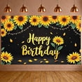 thumbnail image 3 of Sunflower Design Banner Yellow Theme Birthday Party Backdrop Floral Pattern String Lights Decor Backdrop for Birthday Party Photo Shoot Indoor Decoration, 3 of 9