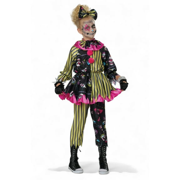 Sinister Skull Clown Girl Child Costume