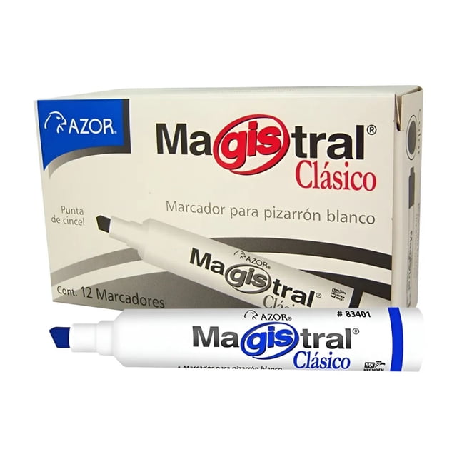 12 Marcadores Pizarron Blanco Magistral Clasico 6mm Azor Color Azul