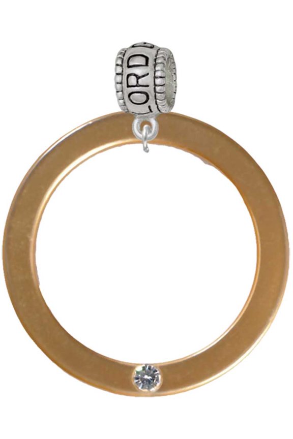 Acrylic 1 1/2" Ring with 4mm Goldtone Crystal Lord Guide Me Charm Bead