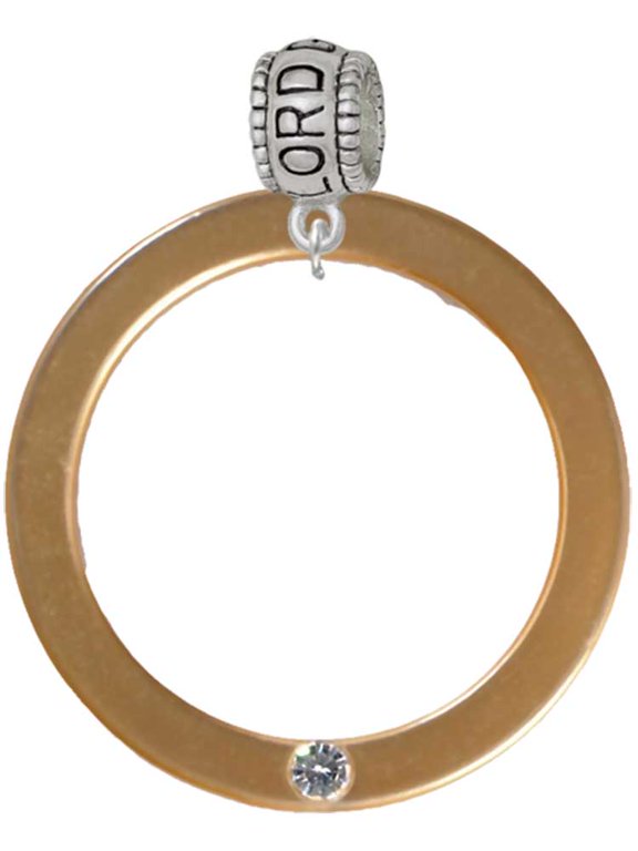 Acrylic 1 1/2" Ring with 4mm Goldtone Crystal Lord Guide Me Charm Bead