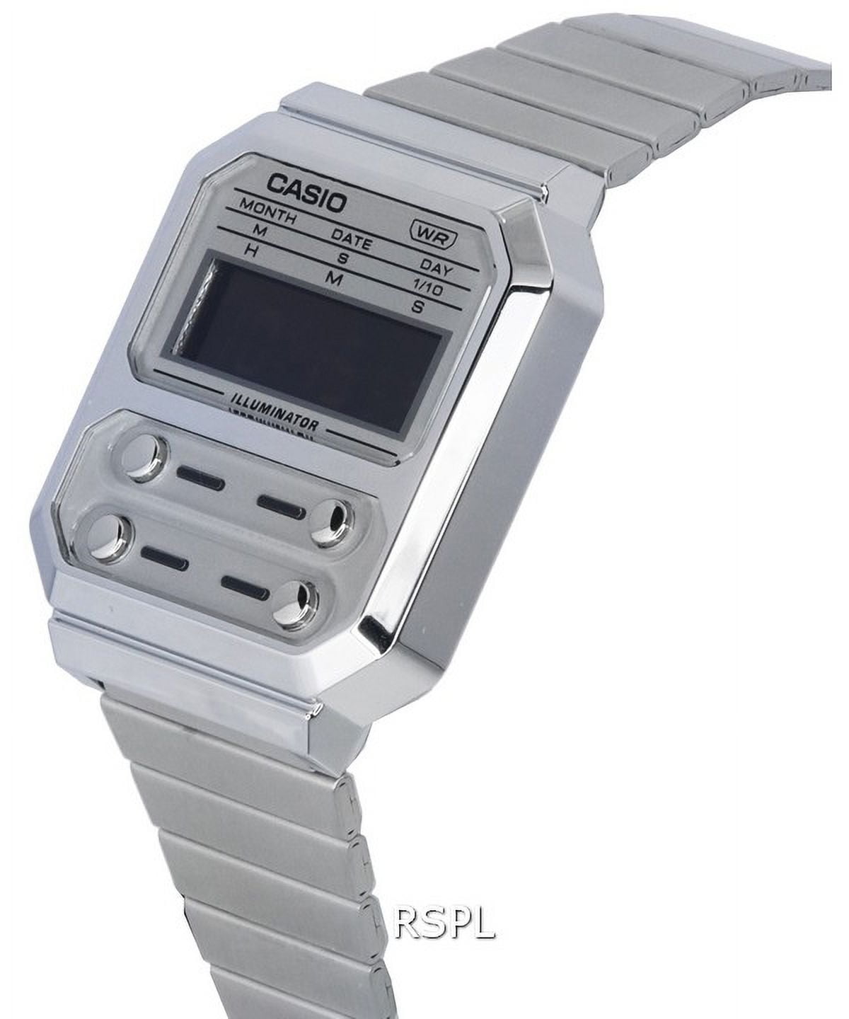 Casio Vintage Digital Stainless Steel Quartz A100WE-7B A100WE-7B Unisex Watch