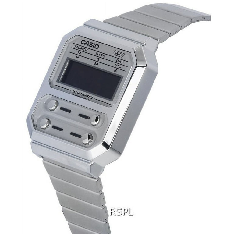 Casio Vintage Digital Stainless Steel Quartz A100WE-7B A100WE-7B
