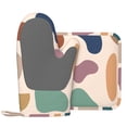 thumbnail image 2 of DouZhe Oven Mitts and Pot Holders Sets, Vintage Spherical Shape Decorative Prints Non-Slip Heat Resistant Kitchen Oven Silicone Glove, 2 of 7