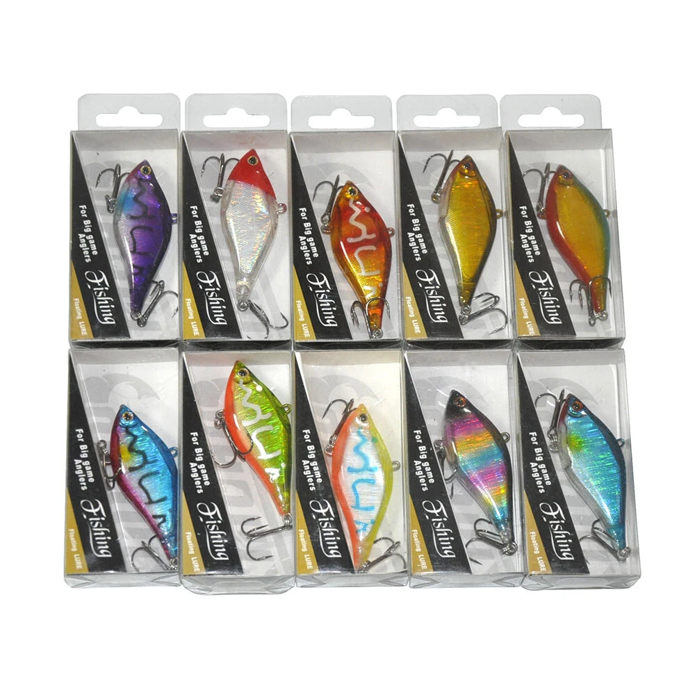 70pcs Mixed Fishing Lures Crankbait Popper Shad VIB Minnow Bass Frog Crank Bait