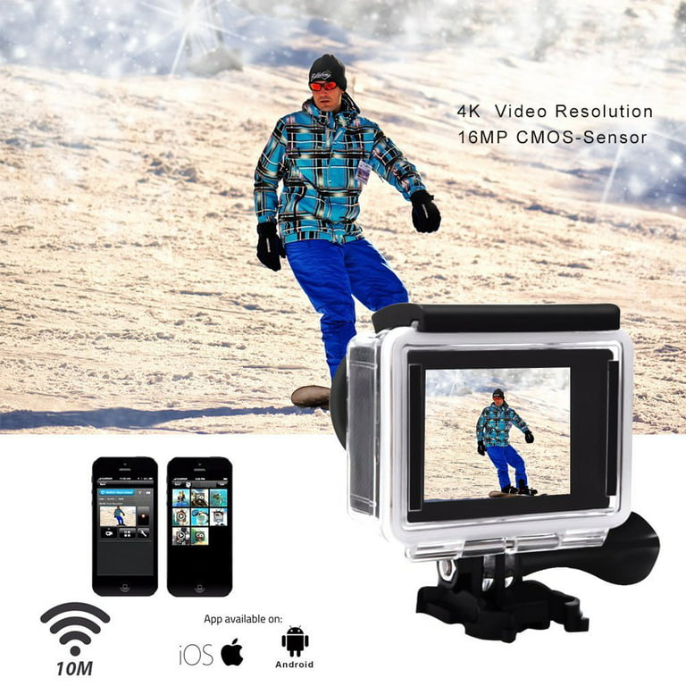 ZHUTA Caméra d'action HD 4K 8 MP Wi-FI, caméra étanche 30 m Ultra