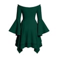 thumbnail image 4 of Iyufng Womens Off The Shoulder Flare Sleeve Corset Dresses Asymmetrical Hem Renaissance Faire Dress Halloween Party Costume, 4 of 9