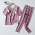 thumbnail image 2 of Odeerbi 4-16 Years Kids Boys Girls Soft Pajamas Long Sleeve Solid Color Long Johns Thermal Underwear Set Solid Color Sleepwear Comfortable Pajama Set Kids Boys Girls Clothes, 2 of 4