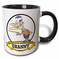 3drose, Funny Worlds Greatest Granny Ii Cartoon, 15oz Two-tone Black Mug