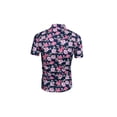 thumbnail image 2 of INSPIRE CHIC Men's Shirts Short Sleeve Floral Print Button Up Point Collar Hawaiian Shirt 46 Navy Blue Pink Floral Print, 2 of 4