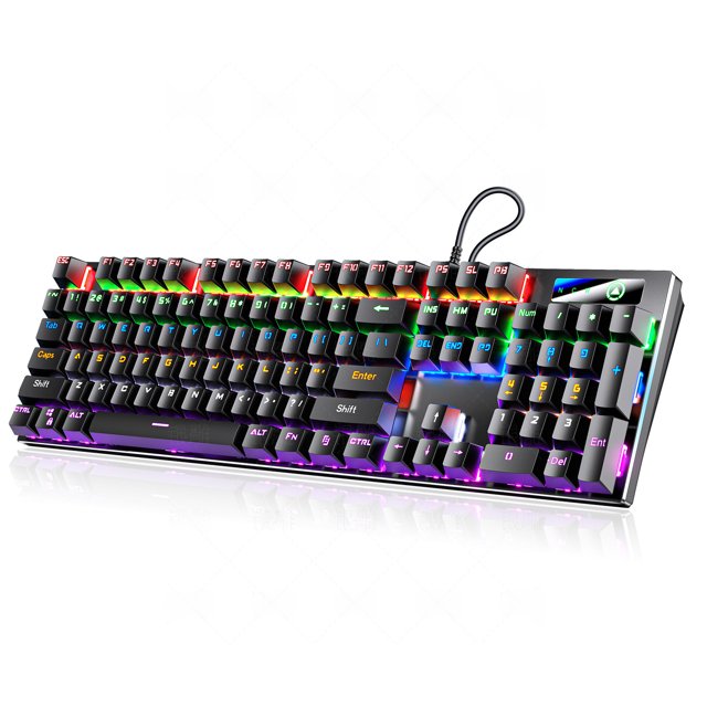 Teclado mecánico de metal de 87 teclas y 104 teclas con eje verde luminoso y eje negro, accesorios para computadora, juego a juego de colores