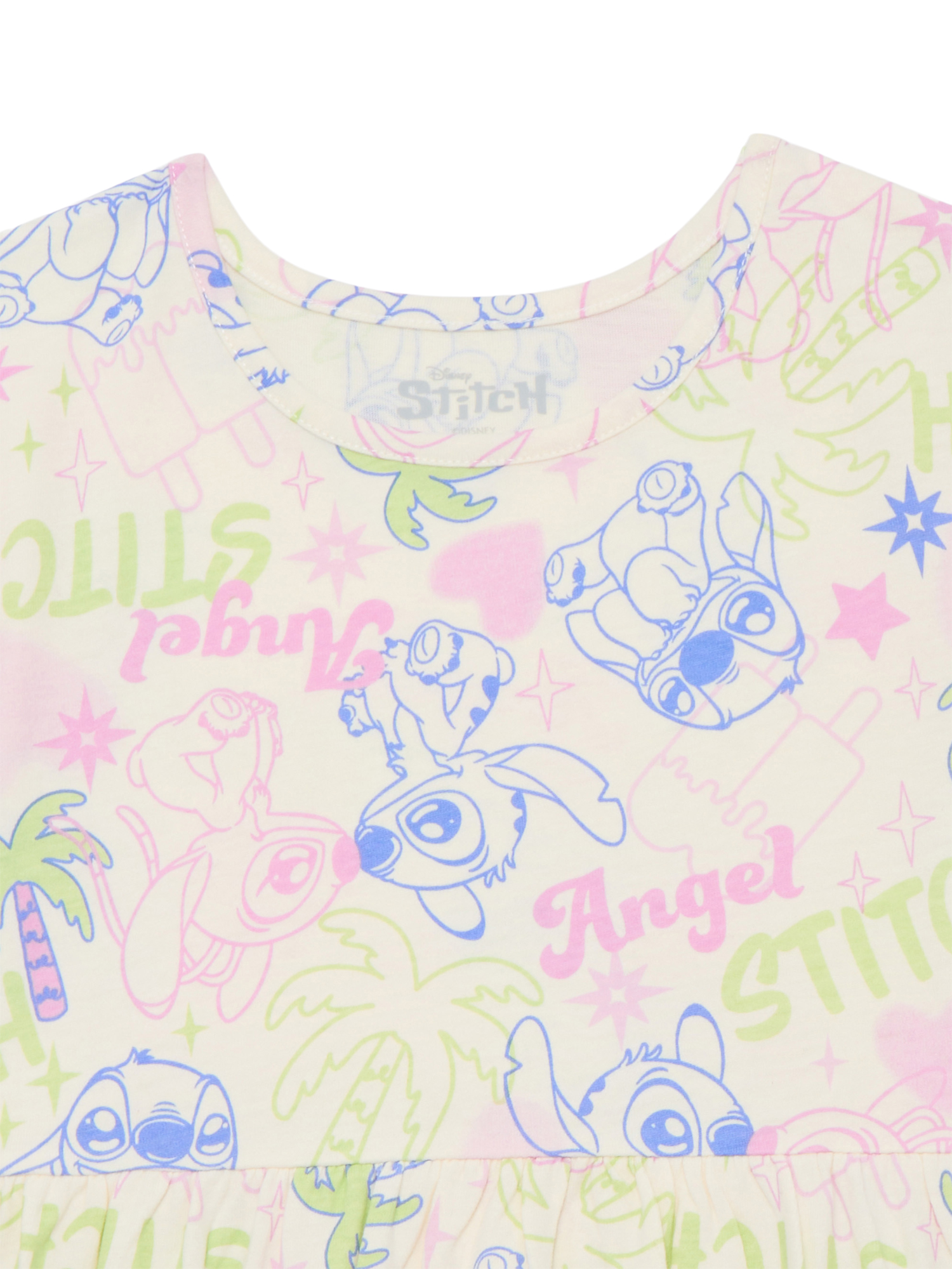 Stitch Girls Allover Print Dress with Short Sleeves, Sizes 4-12
