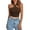 Brown, variant on Women's Spring and Summer Strap Open Back Sexy Criss Cross Ribbed Knit Halter Crop Cami Sleeveless Backless Slim Fit Solid Casual Cropped Tank Top,Orange,2XL