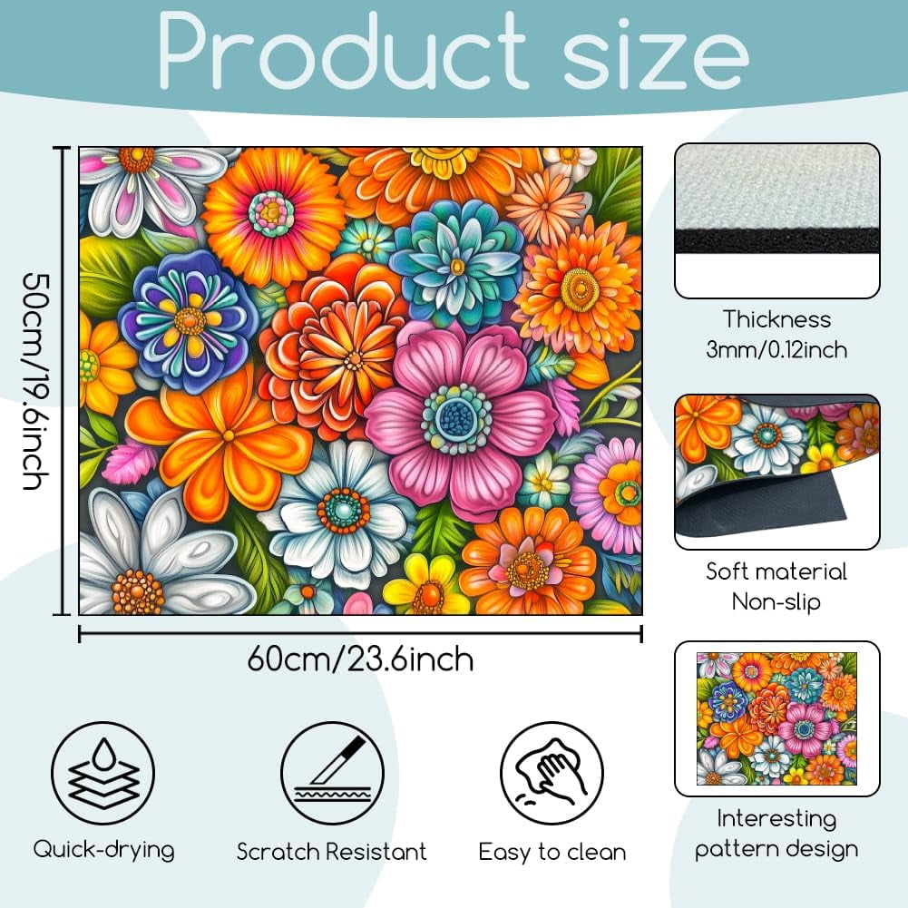 Boho-Flower Washer Dryer Dust Cover 23.6×19.7inch Mandala Washing Machine Top Protector Pads Non Slip Washing Machine Top Covers