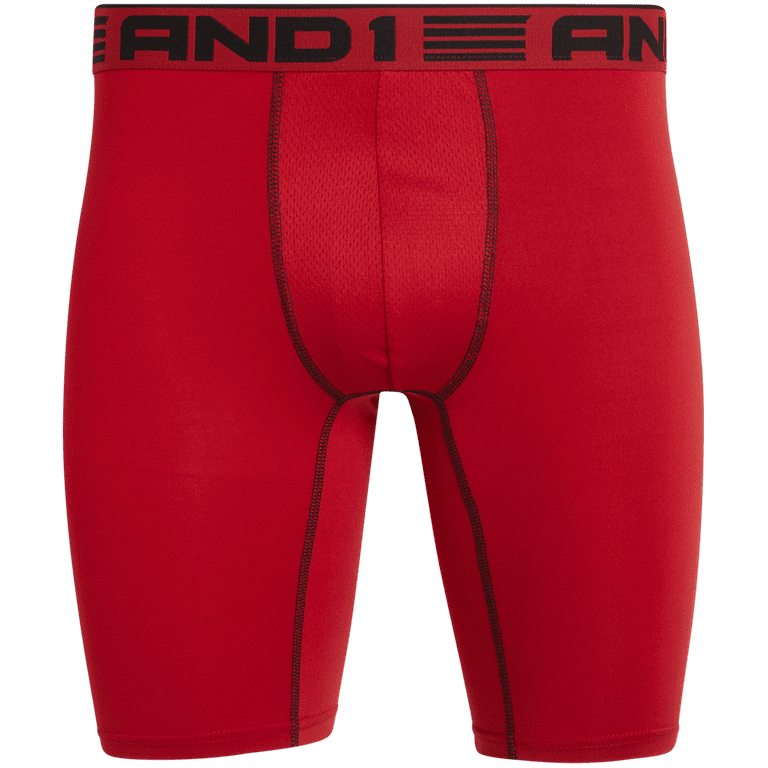 AND1 Men's Underwear Pro Platinum Long Leg Boxer Briefs, 6 Pack, 9