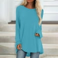 thumbnail image 2 of Knosfe Womens Tunic Tops To Wear with Leggings Crewneck Long Long Sleeve Plus Size Y2k Shirts Dressy Loose Fit Women Blouse Casual Fashion Fall Comfy Plus Size Going Out Tops Cyan 2X, 2 of 6