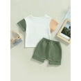 thumbnail image 4 of Bagilaanoe 2pcs Toddler Baby Boy Short Pants Set Contrast Color Short Sleeve T-shirt Tops + Shorts 6M 9M 12M 18M 24M 3T Kids Casual Summer Outfits, 4 of 8