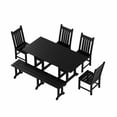 thumbnail image 3 of WestinTrends Malibu 6 Piece Outdoor Dining Set with Bench, All Weather Poly Lumber Patio Table and Chairs Set, 71" Trestle Dining Table with Umbrella Hole, 5 Patio Chairs with Bench, Black, 3 of 8