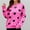 Hot Pink, variant on Women's Sweaters Heart Pink Striped Pullover Knitted Sweater Long Sleeved Round Neck