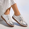 thumbnail image 2 of HXWCHs Classic Retro Women's Casual Sneakers Soft Sole Comfortable Versatile Everyday Walking Footwear 5.5 Silver, 2 of 8