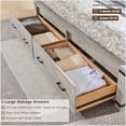 thumbnail image 5 of OKD Farmhouse Full Size Bed Frame w/ 54" Tall Geometric Headboard, Rustic Wood Platform Bed w/ 2 Large Storage Drawers, Wood Slats Support, Noise Free, No Box Spring Needed, Light Rustic Oak, 5 of 6