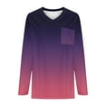 thumbnail image 5 of Womens Summer Plus Size Tops Daily V-neck Solid Color Long Sleeved Purple Pullover Shirts Casual Blouses L-5XL, 5 of 5