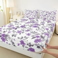 thumbnail image 3 of Manfei Purple Blossoms 4 Pieces Queen Sheet Sets for Kids Children,Spring Graden Ultra Soft Flat Sheet,Chic Floral Flowers Queen Fitted Sheet,Microfiber Bedroom Decor, 3 of 7