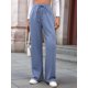 thumbnail image 5 of Pantalones Deportivos Casuales para Mujer, de Pierna , Holgados, con Cordón Ajustable, Cintura Alta, Elásticos y Bolsillos. Azul S, 5 of 9