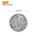 thumbnail image 2 of Unique Bargains 4 Pcs Wicker Rattan Balls 3.9 Inch Rattan Decorative Balls for Vase Fillers Craft Home Decor Silver, 2 of 5