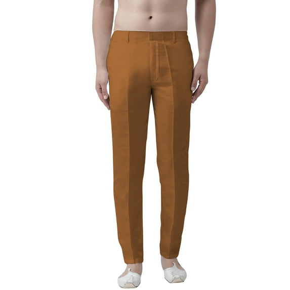 eloria Men's Premium Comfort Straight Fit Flat Front Dress Pant Pyjamas, Color: Rust 1, Size : 30