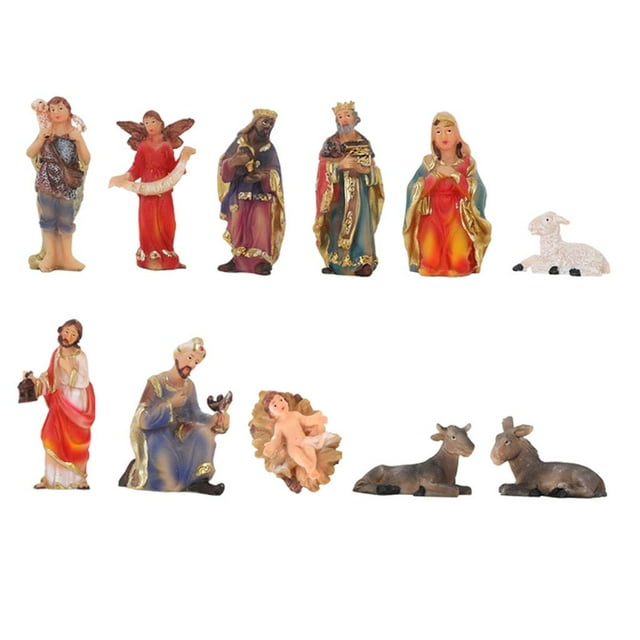 Set de Piezas, Incluye Sagrada Familia, Reyes , Ovejero, Oveja, 3" H, Resina, Decorativas perfecl figuras de la escena de la natividad