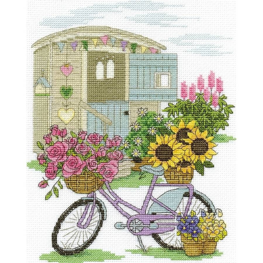Flowery Bicycle Counted Cross Stitch Kit, 8" x 10", 14-Count - Walmart.com - Walmart.com