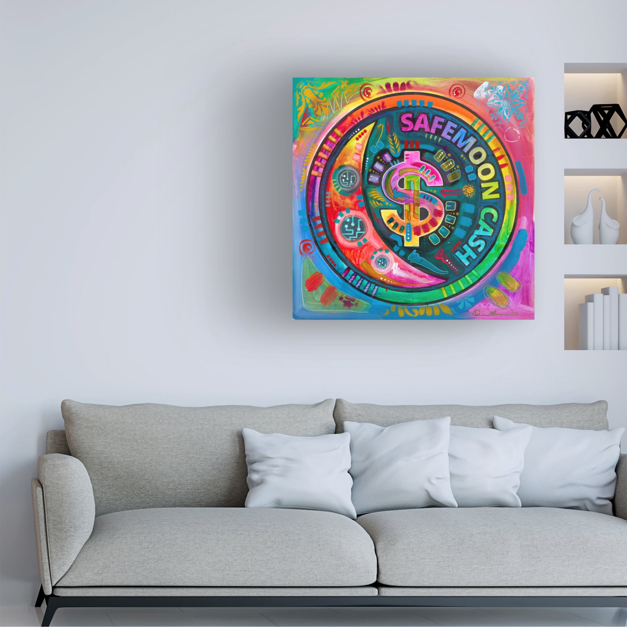 Canvas Wall Art - Dean Russo 'Safemoon Cash' Wall Art for Living Room, Bedroom, or Office Décor by Trademark Fine Art - 14 x 14 Inches