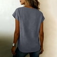 thumbnail image 7 of QATAINLAV Women Linen Shirts Summer Wrap V Neck Cap Sleeve Blouse Solid Color Casual Vacation Beach Tops Gray XXL, 7 of 7