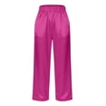 thumbnail image 4 of ABATAB Womens Silk Satin Pants Soft Comfortable Elastic Waist Cropped Pants Summer Lounge Clothes Loose Fashion Trousers, 4 of 6