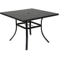 thumbnail image 5 of Evajoy Outdoor 37-Inch Steel Square Dining Table Weather-Resistant Picnic Table Embossed Woodgrain with 1.5" Market Umbrella Hole for Garden, Lawn, Backyard, 5 of 5