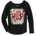 thumbnail image 1 of Camiseta adornada Aeropostale para mujer con estampado de días de nieve color negro Grande, 1 of 1