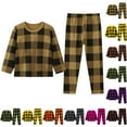 thumbnail image 3 of Hienoo Pajamas for Boys Plaid Long Sleeve Top Pants Homewear Sleepwear, Size 2-9, 3 of 3