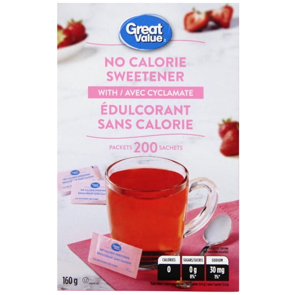 Great Value No Calorie Sweetener - with Cyclamate, 200 packets, cyclamate